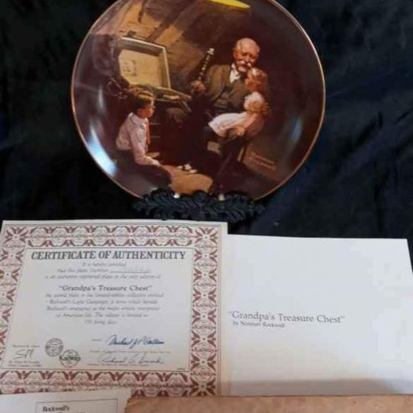 NORMAN ROCKWELL DISPLAY PLATE "GRANDPAS TREASURE CHEST" PLATE 2 IN THIS SERIES - Picture 4 of 6
